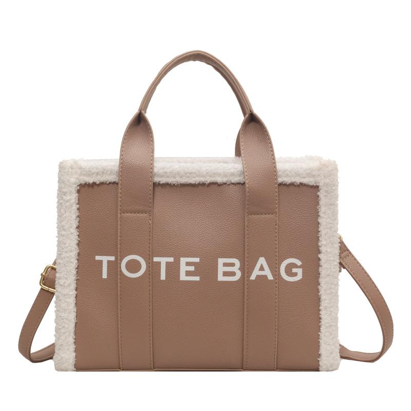 Oblique Span Hand Bag Women's Niche Design Autumn New Shoulder Bag Commuter Lamb Wool Tote Bag