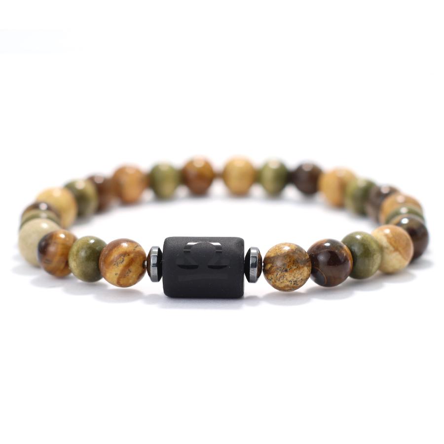 Twelve Zodiac Signs Beaded Bracelet Natural Hematite Tiger Eye Stone Braclet Men Women Buddha Beads Yoga Healing Couple Braslet