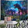 Jurassic Jungle Dinosaur Tapestry, Ancient T-Rex Wall Art, Polyester Wall Hanging for Boys Room, Home Decoration