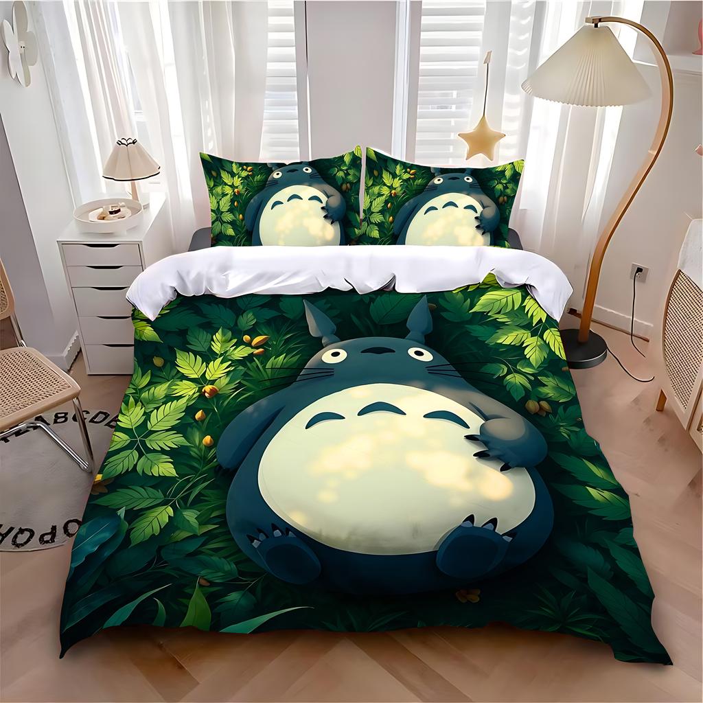 Duvet Cover Pillowcase Bedding Set Anime Cute T-Totoroes Adult Boy Girl Bedroom Decoration Children Single Double Large Size