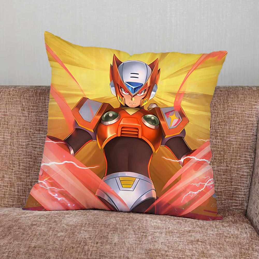 Game M-Megaman R-Rockman Pillow Case For Home Bedroom Car Office Decoration Living Room Sofa Cushion Cover Suitable