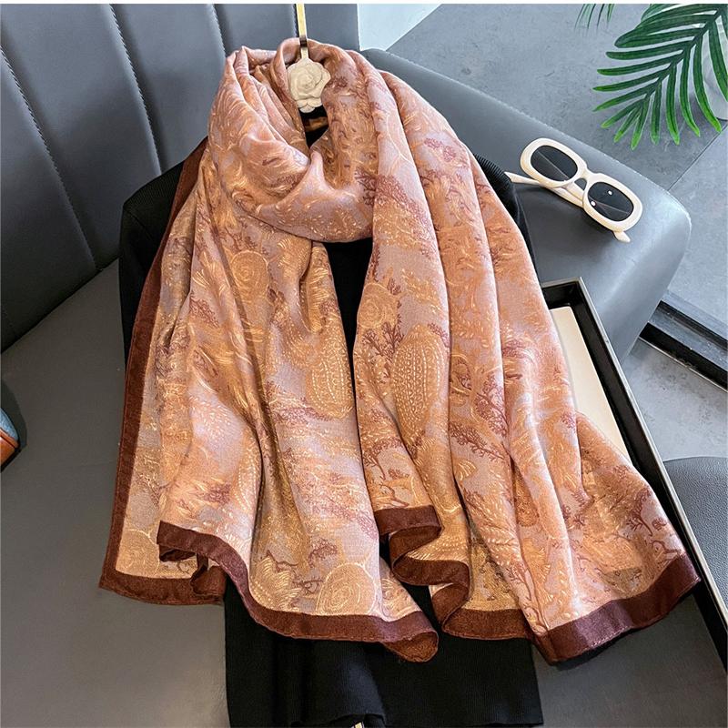 New Spring Women Cotton Scarf Beach Hijab Shawls and Wraps  Luxury Brand Flower Female Foulard Echarpe Designer Bandana