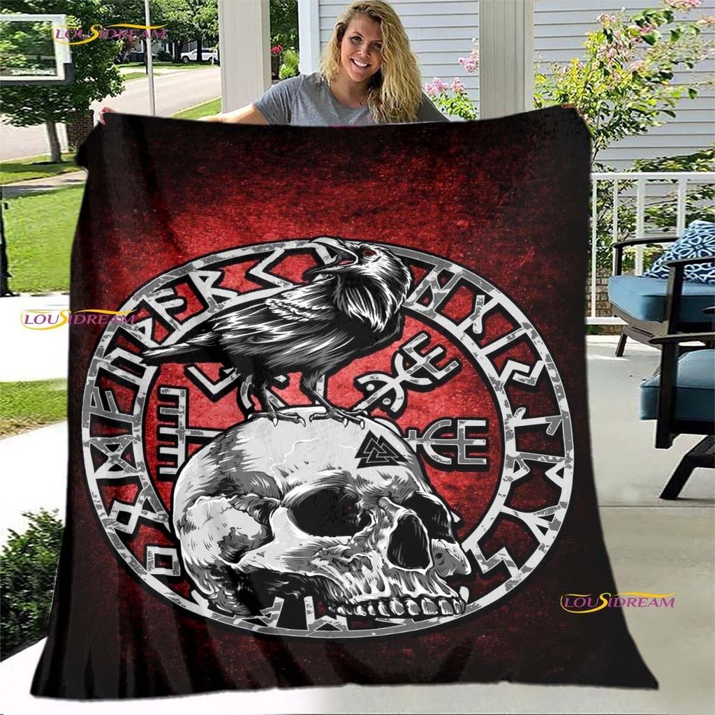 Die Wikinger, antike skandinavische nordische Runenäxte, 3D-weiche Überwurfdecke, leichte Flanelldecke, Picknickdecke