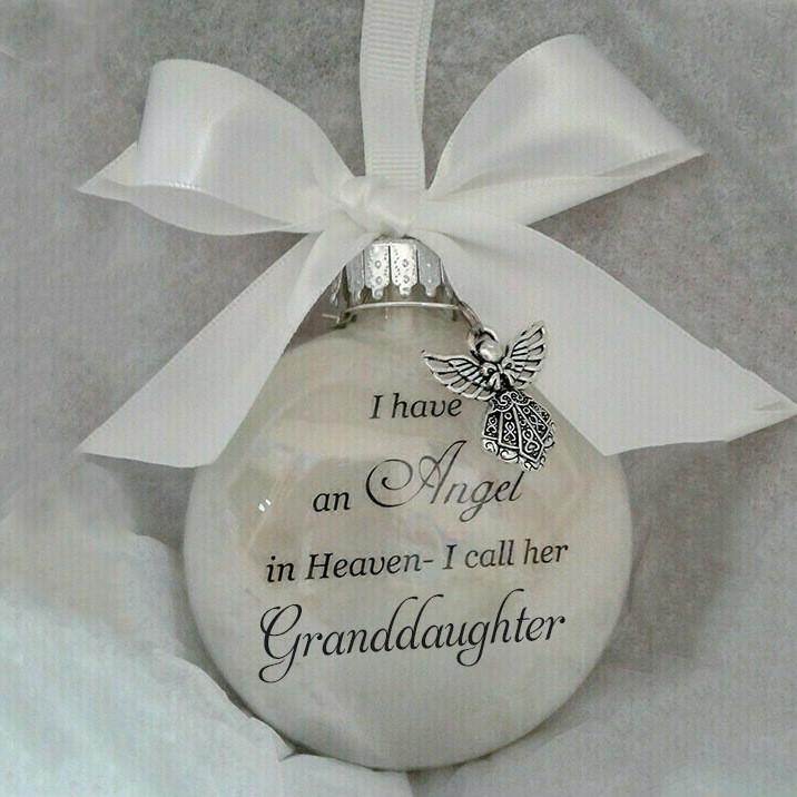 Granddaughter Angel In Heaven 8cm Plastic Ball Feather Material Christmas Ornament