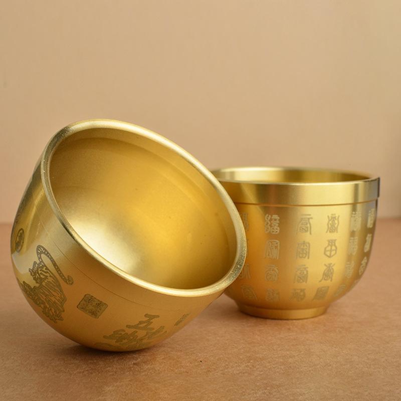 Feng Shui Treasure Bowl Vat Brass Copper Offering Bowl Small Serving Dessert Bowls Wealth Figurine Attract Wealth And Good Luck
