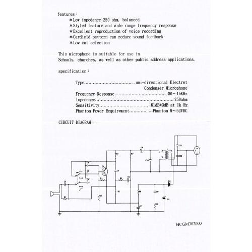 YOGA GM-302 Gooseneck Microphone, Condenser Type, Unidirectional, Length 510mm
