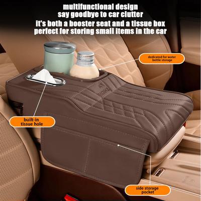 Car Arm Rest Cover Pad PU Leather Multi-Functional Storage Multifunctional Car Armrest Cushion for Cup Holder Truck Interior