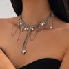 Spice Girl Wind Metal Rivet Love Pendant Tassel Necklace Design Sense Winding Chain Pearl Neck Chain