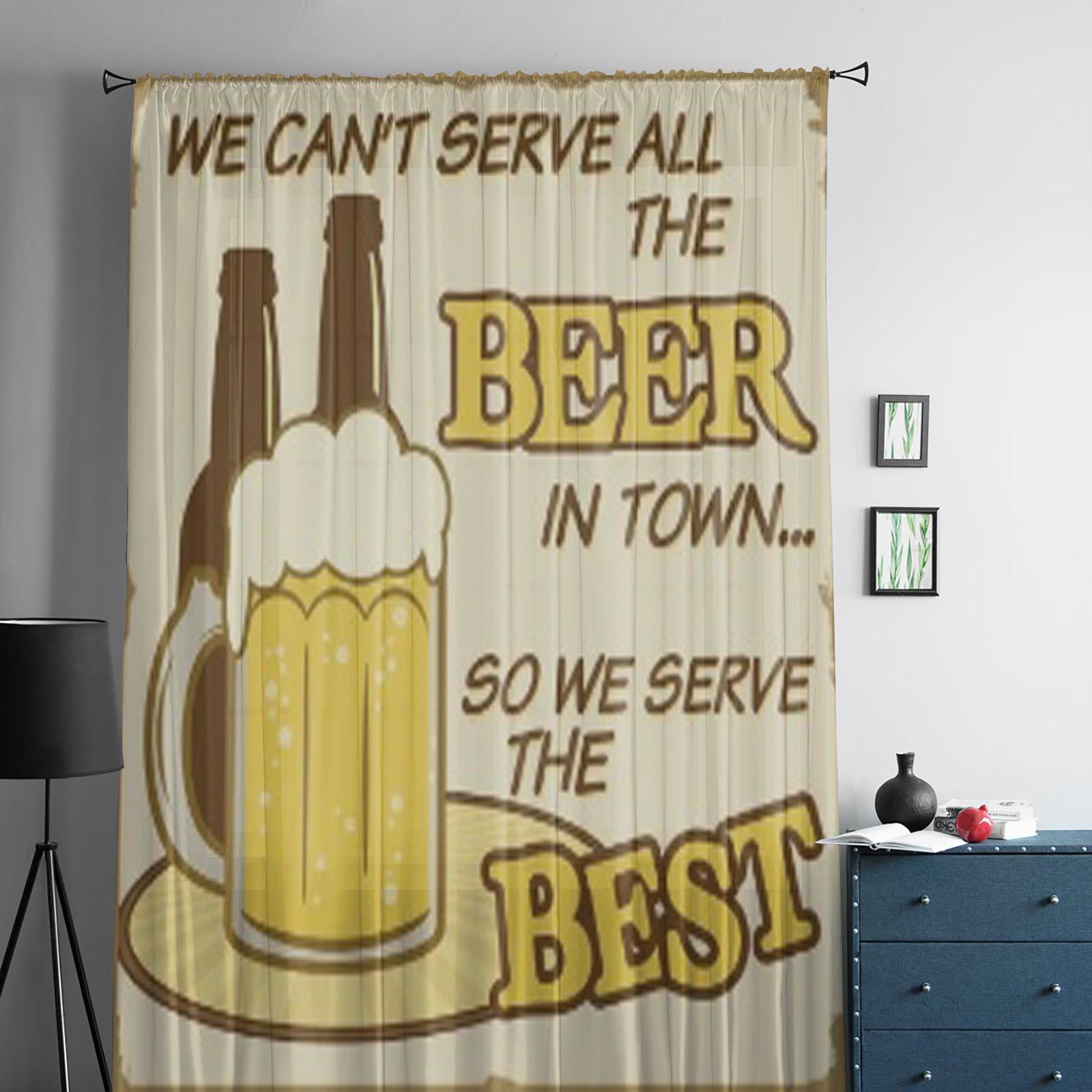 Мы не можем обслужить все пиво Винтажный гранж-постер Прозрачные шторы для гостиной Тюль — фото 2