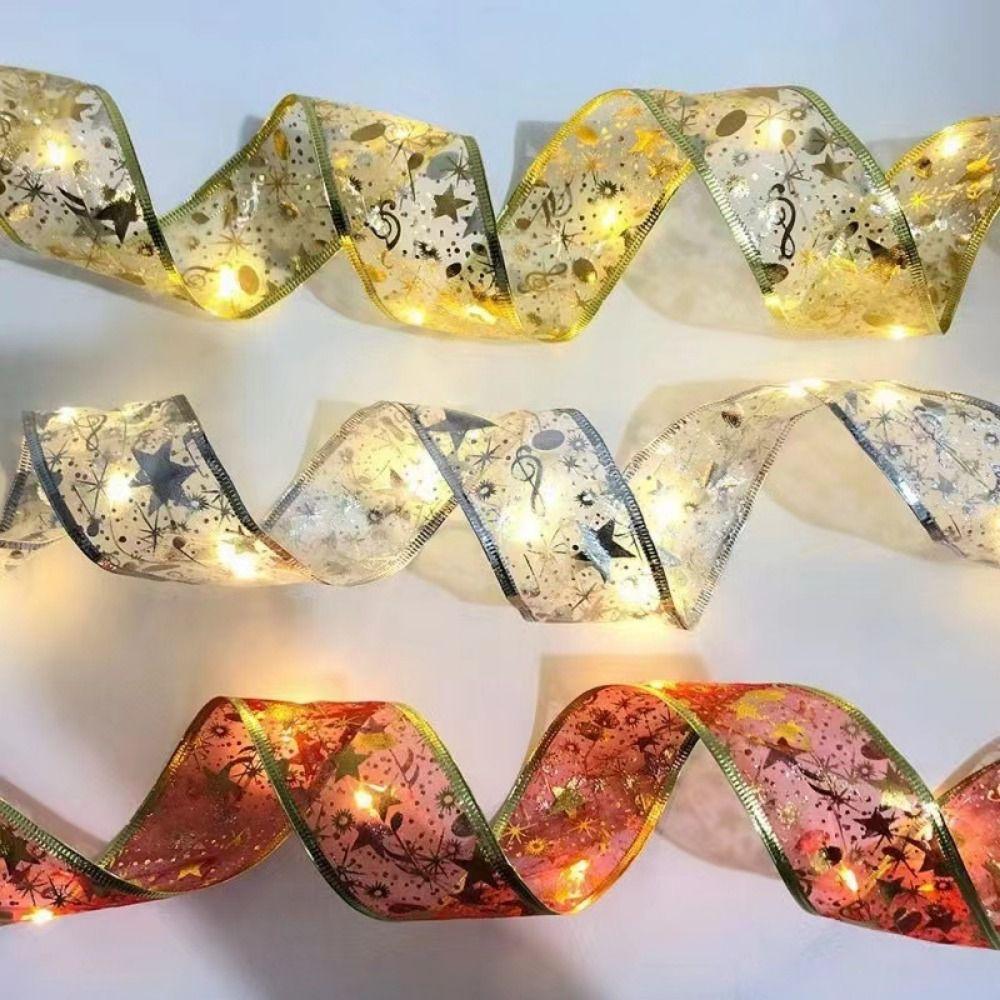 5/10M Xmas LED Light Strip Lace Bows Christmas Decoration Light  Window Display