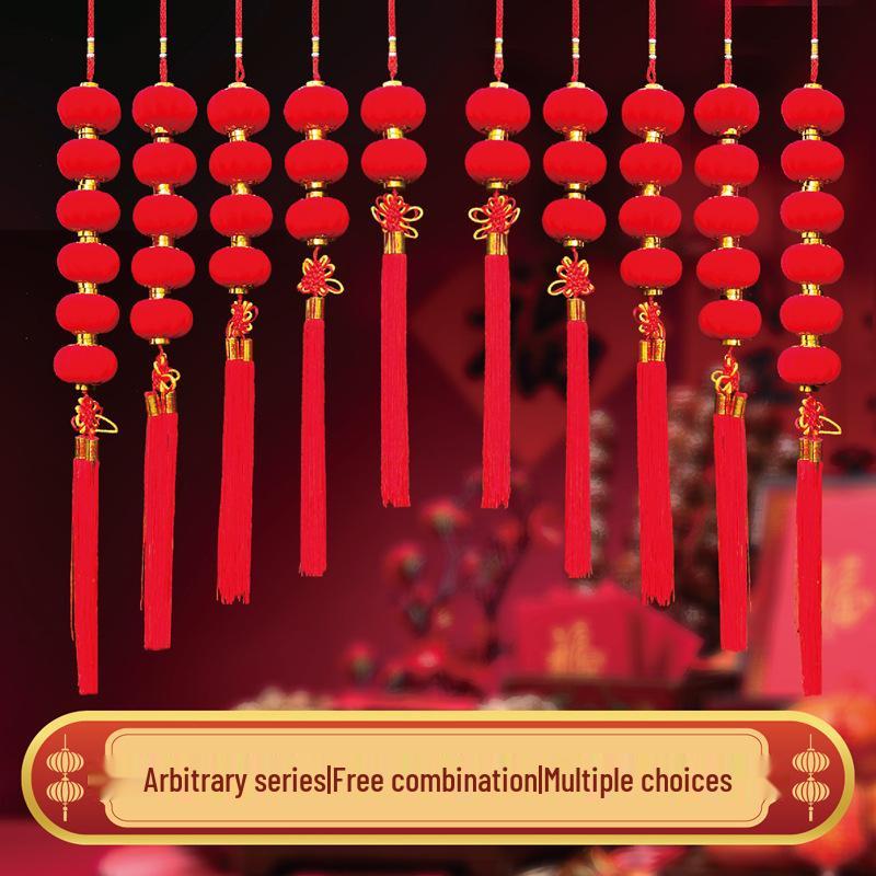 Outdoor Red Lantern String Lights for Spring Festival and New Year Decorations Two Lantern String