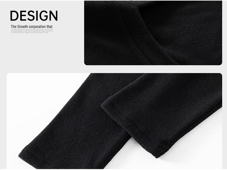 Women's Black V-neck Long-sleeve Slim-fit Thermal T-shirt with Velvet for Autumn/Winter