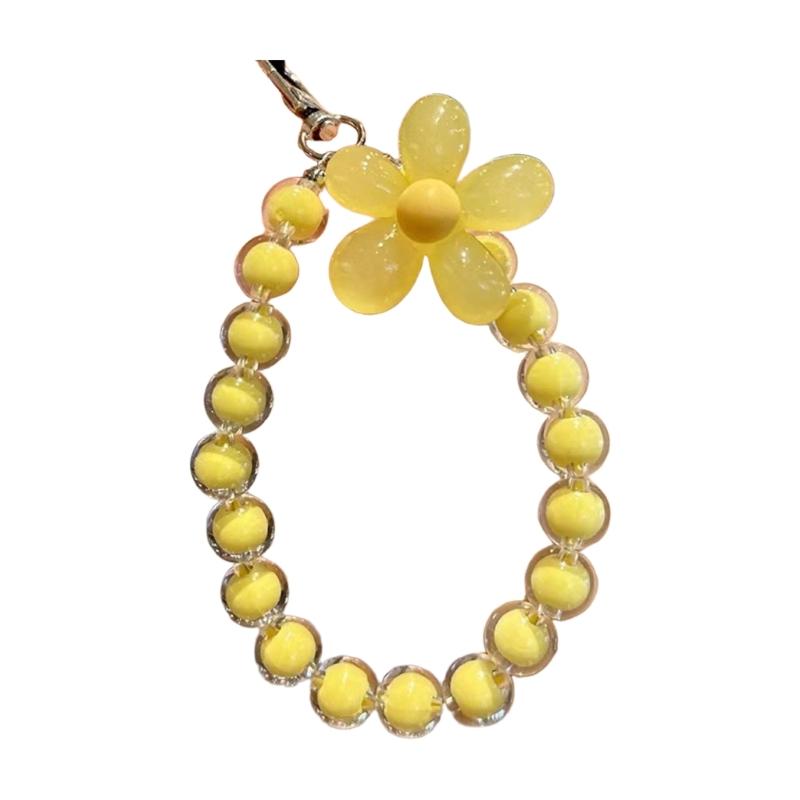 Jelly Flower Mobile Phones Rope HandMades Beaded Petals Phones Chain жёлтый