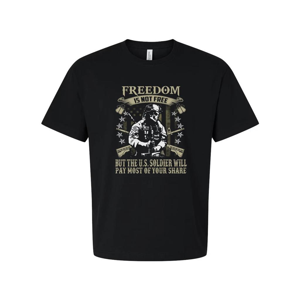 Freedom Is Not Free Veterans Unisex Graphic Tee With Soldier Emblem And Stars De