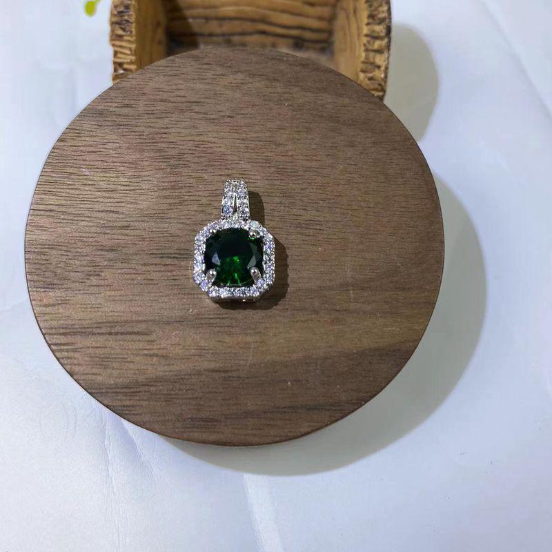 Moissanite Square Pendant Clavicle Chain Necklace - Luxury Women’s Copper with Micro-inlaid Zircon.