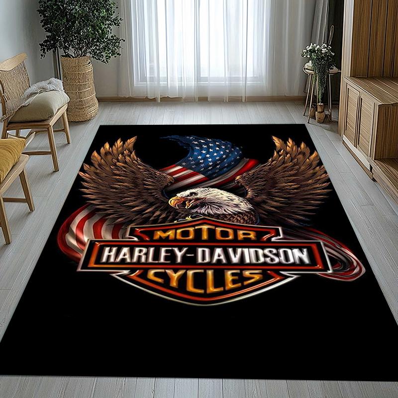 Retro H-Harleys Racing Moto Living Room Non-Slip Area Rug Soft Carpet for Bedroom Kids Playroom Sofa,Home Decor Doormat Gift