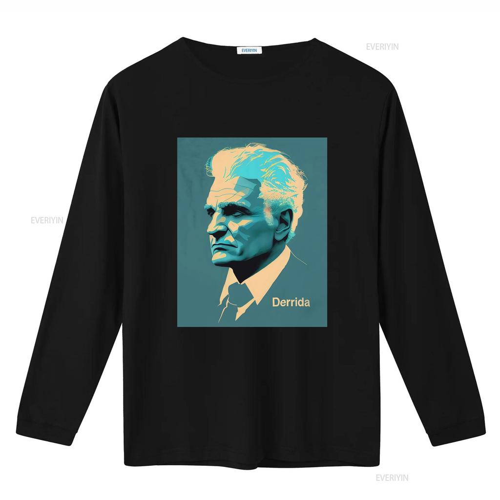 Jacques Derrida Retro Minimalist T Shirt Philosophy Mindspring Retreat Casual Crew Neck Slight Stretch Fabric Regular Vintage