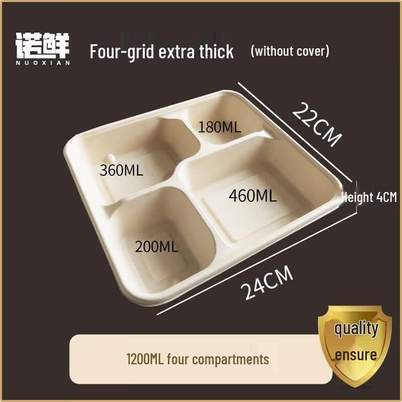 Eco-Friendly 4-Compartment Pulp Meal Box