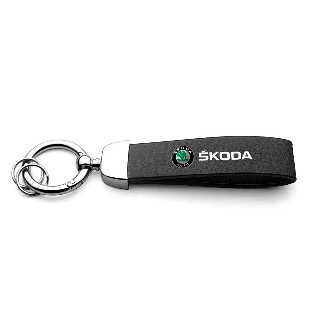 3D Metal/leather Car Logo Keychain Key Ring Pendant Accessories For Skoda Octavia Rapid Fabia Superb Kodiaq Karoq Kamiq Scala kyvc74 5DD