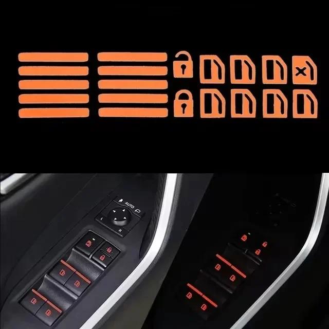 Car Function Key Switch Button Luminous Car Sticker Waterproof and Wear-Resistant Fluorescent Sticker Car Window Lift Switch