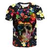 Impresión Digital 3D Hombre Cuello Redondo Tops Patrón Cabeza de Esqueleto Camiseta Verano Talla Grande
