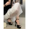Pesstwei Summer Fashion Peep Toe Women Sandals High Quality Satin Pearl Square Heels Shoes Buckle Strap Zapatos De Mujer