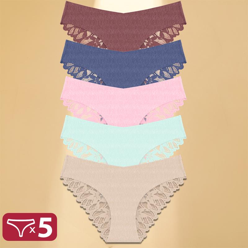 5 Teile/satz Transparente Spitze Floral Unterwäsche Nahtlose Dreieck Unterwäsche Sexy Eng Anliegende Höschen Für Frauen Bequeme Panty