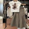 Bärendruck-T-Shirt und weite Cargohosen im koreanischen Stil für Baby-Mädchen