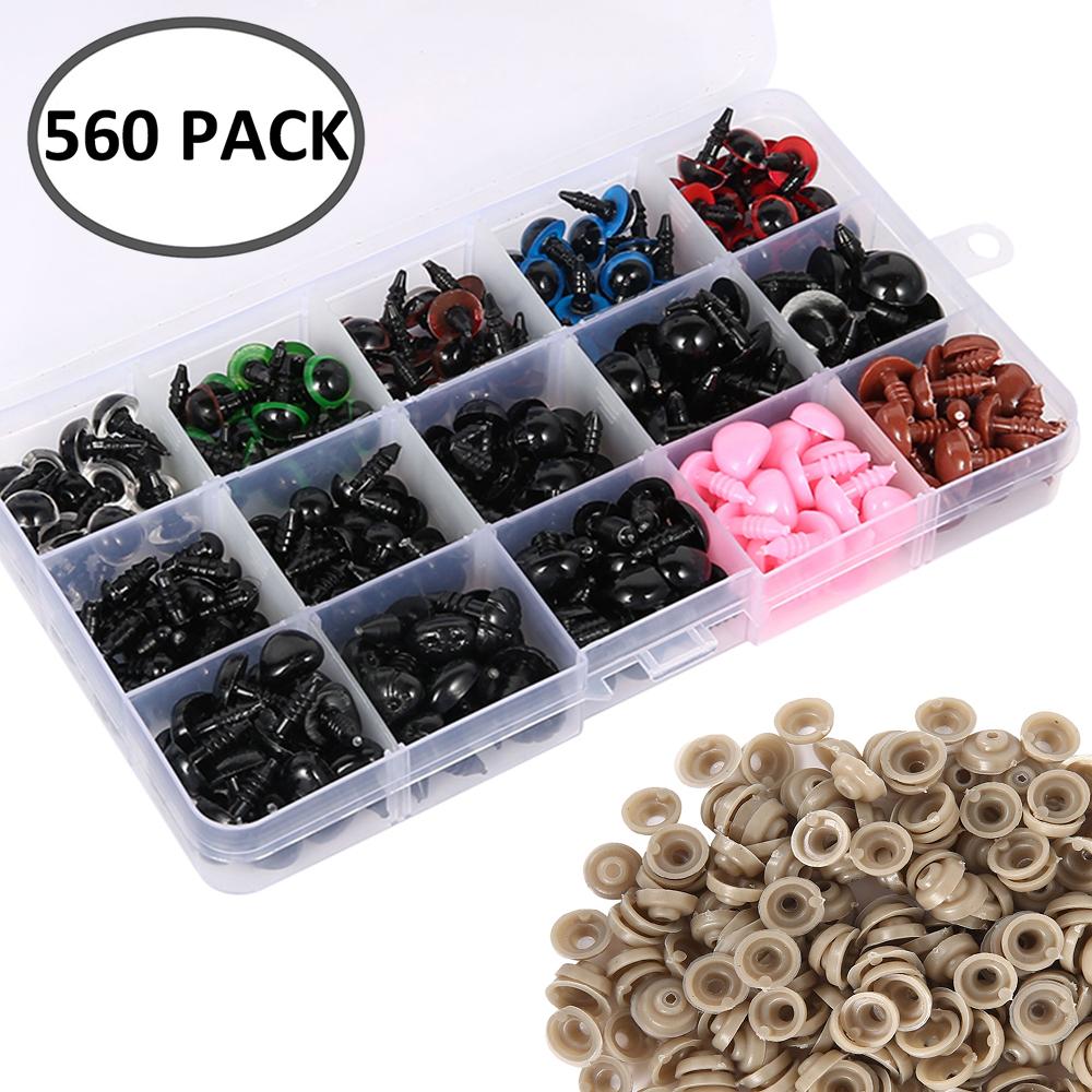 

560/580Pcs Doll Making Eyes Plastic Button Eyes Multiple Sizes DIY Craft Stuffed Toy Eyes for Plush Toy Crochet Craft Dolls різнокольоровий