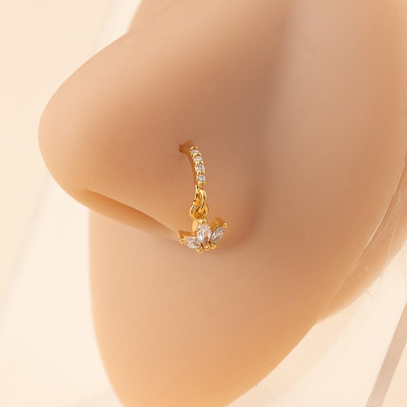 Unisex Star and Moon Zirconia Nose Stud: Cross-border European American Trendy Pierced Cool Copper Jewelry