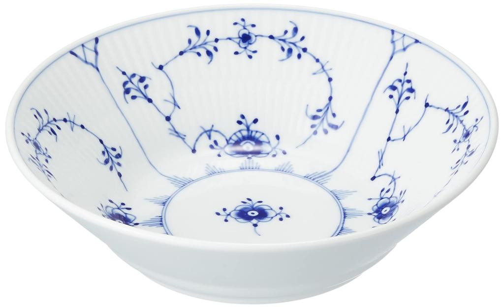 [Offiziell importiert] Royal Copenhagen Blaue Blume gerippt tiefer Teller, 17 cm, 1016768