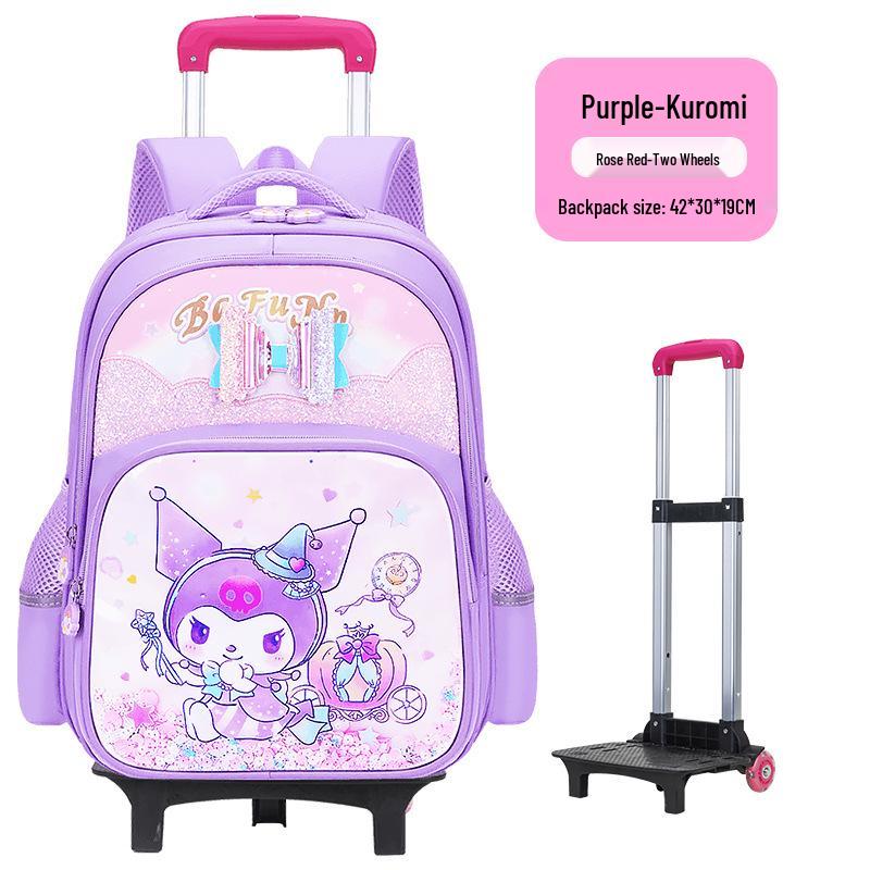 Lightweight Trolley Schoolbag for Primary School Girls - Large Capacity Backpack for Grades 1-6