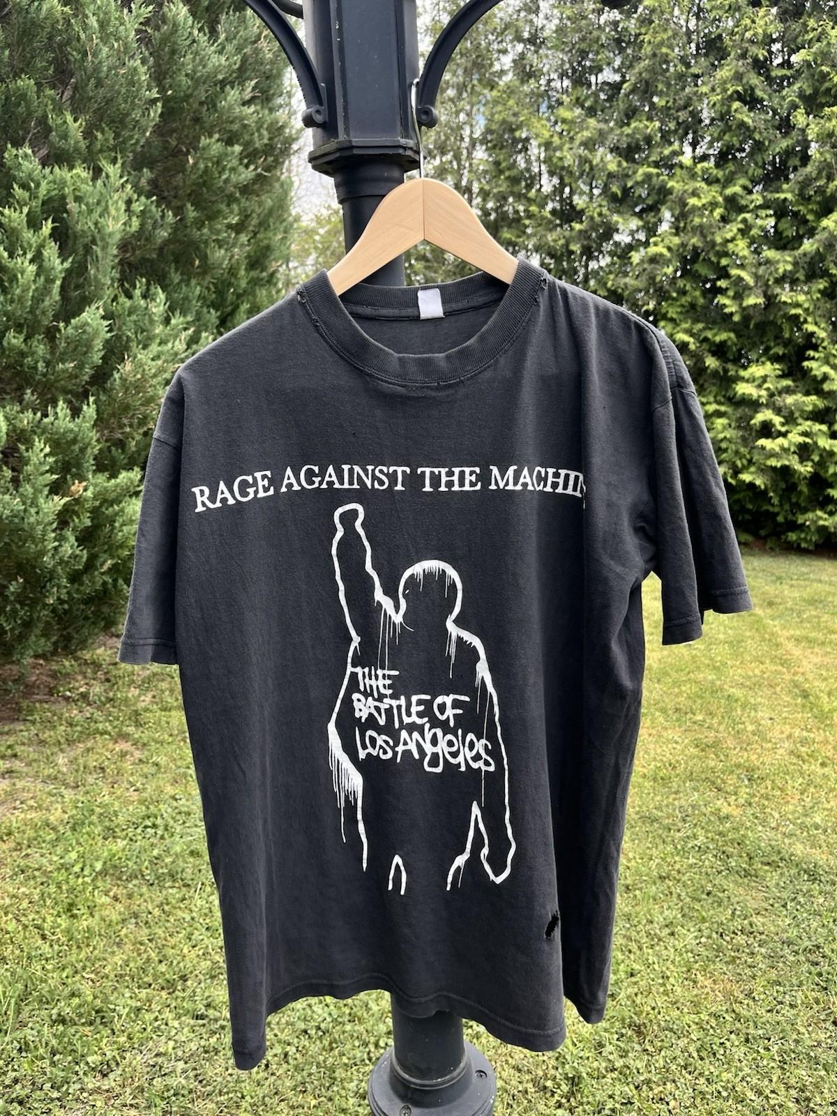 Vintage 90s Rage Against The Machine Battle Of Los Angeles T-Shirt Euro Rare Unisex T-Shirt L