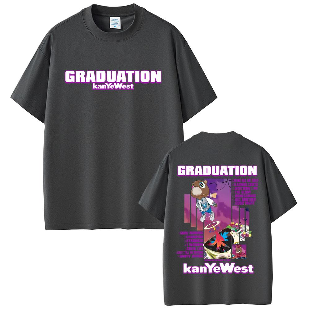 Rapper Kanye West Graduation Bär Grafik T-Shirts Herren Hip Hop Mode Popmusik T-Shirts Herren Lässiges Baumwoll-Vintage-T-Shirt