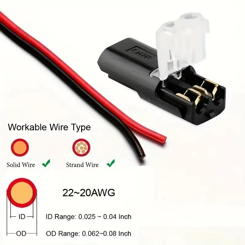 50 Pieces of 2-Pin Plug Electrical Connectors for Automotive Wires and Cables, Automotive Electrical Connector Strip Terminals