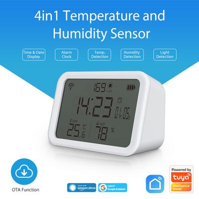 Tuya WiFi Temperature Humidity Meter Battery Powered 4 In 1 Humidity Meter 2.4GHz LCD Digital Display Bluetooth-compatible 5.0