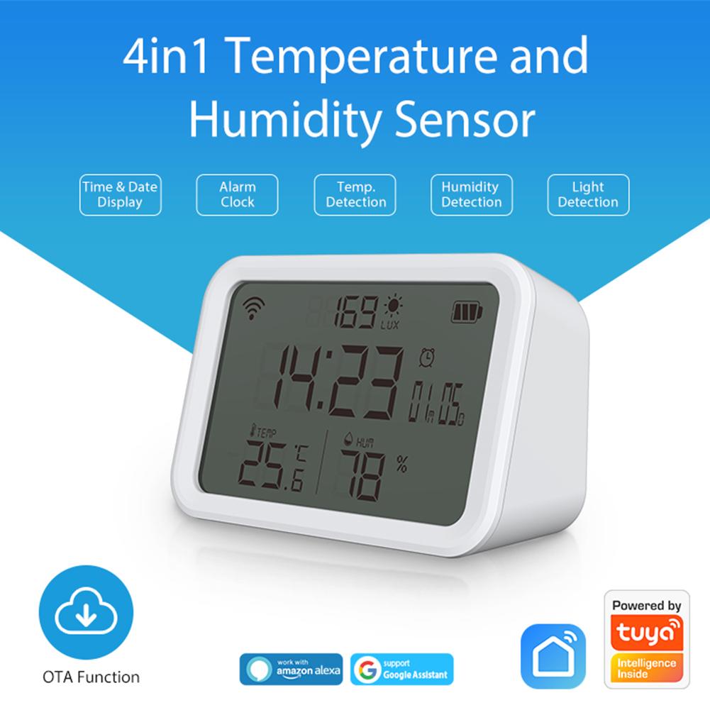 Tuya WiFi Temperature Humidity Meter Battery Powered 4 in 1 Humidity Meter 2.4GHz LCD Digital Display Bluetooth-compatible 5.0 CHINA