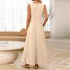 Ärmelloses lässiges lockeres Maxikleid für Damen, Rundhalsausschnitt, dehnbar, Basic, lang, für Strandurlaub und Alltag
