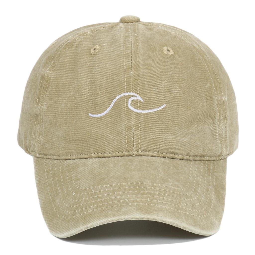 New Fashion Wavy Sea Wave Embroidered Cotton Baseball Cap - Washed Outdoor Casual Sun Hat