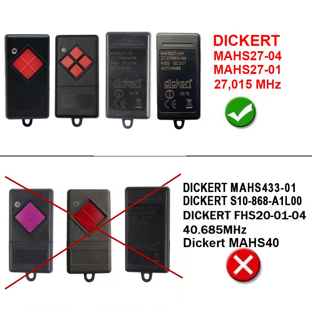 Dickert MAHS27 MAHS27-01 MAHS27-04 27,015MHz Handsender Garagen-Fernbedienung 27MHz Tor Türöffner