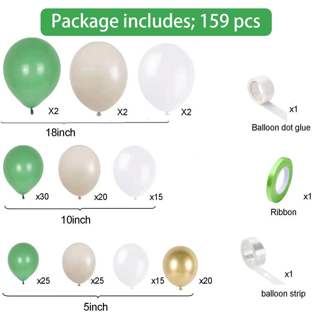 

159PCS gray green latex balloon set suitable for birthday parties, weddings, Valentine s Day parties, and decoration Other