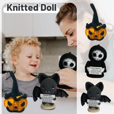 Halloween Doll, Hollow Skeleton Pumpkin Knitted Doll