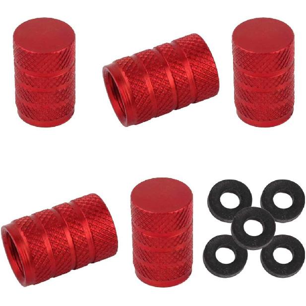 WINKA 5Pcs Car Tire Valve Stem Caps Round Aluminium Alloy Dustproof Tire Valve Stem Covers Universal for Cars with O Rubber Ring Wheel Valve Cap Tire