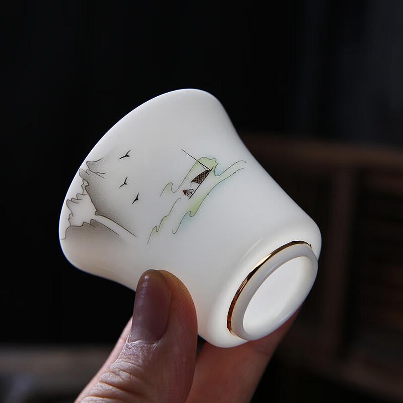 Yangzhi Jade Style Ceramic Master Teacup - Bamboo Knot