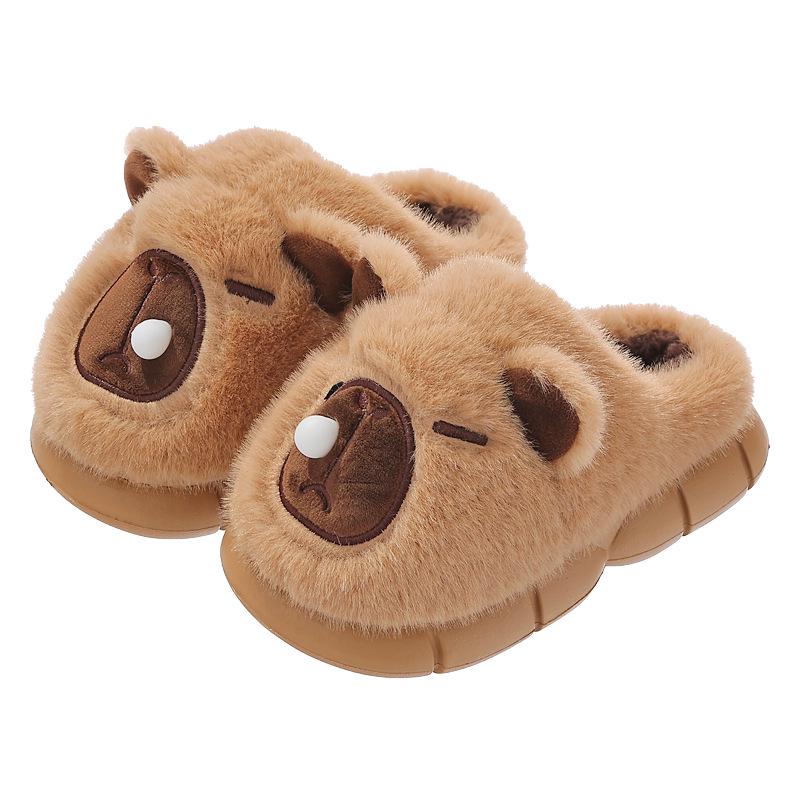 Capybara Kids’ Cozy Furry Slippers - Non-slip, Soft Sole, Indoor Warmth for Boys and Girls (Autumn/Winter).