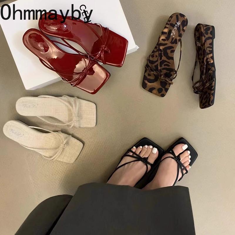 2025 Summer Women Wedges Heel Flip Flop Fashion Leopard Print Clip Toe Slides Ladies Outdoor Beach Dress Slippers 35 красный 2429₽