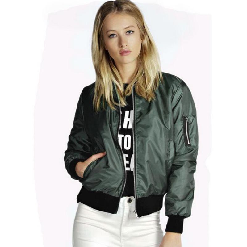 

Spring Autumn Women Jackets Fashion Basic Bomber Jacket Streetwear Long Sleeve Coat Solid Color Casual Outerwear XXL зелений