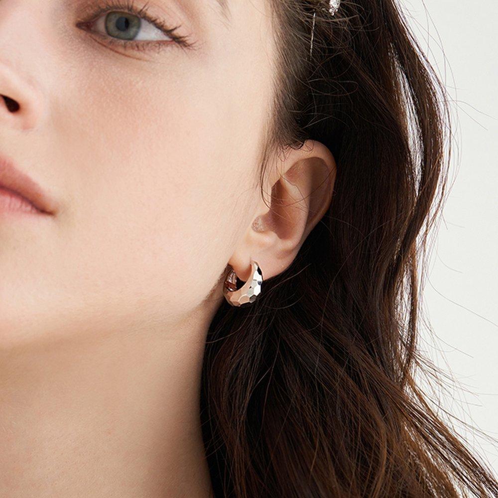 [Silver] Oval Mirror Ball Earrings Js-25-011E