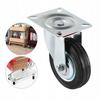 Swivel casters 75mm metal rubber wheels set of 4 for trolleys with brake