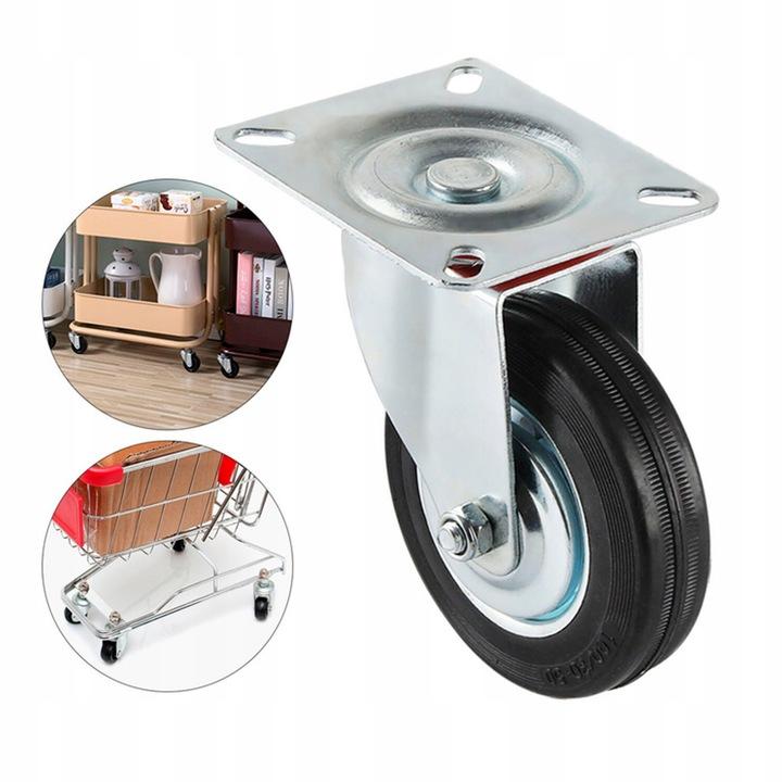 Swivel casters 75mm metal rubber wheels set of 4 for trolleys with brake